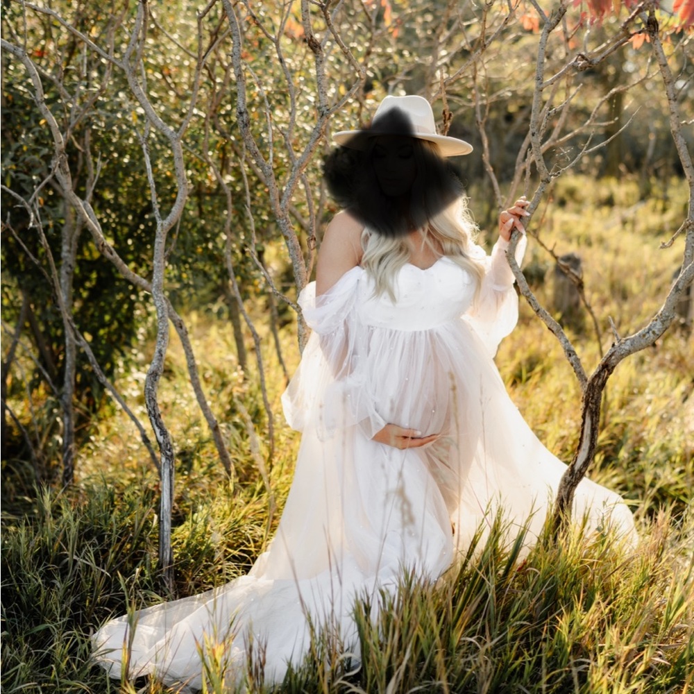 White Tulle Dress with pearl beading